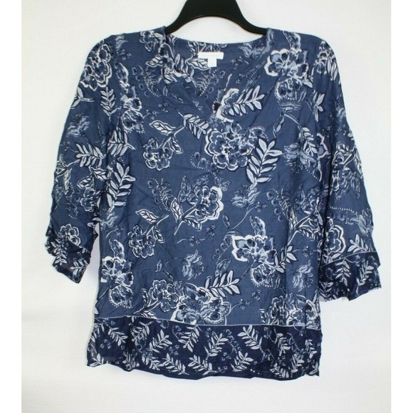 Charter Club Women's Riviera Sunset Blouse Top Shirt Color Blue Size Small - Picture 2 of 3